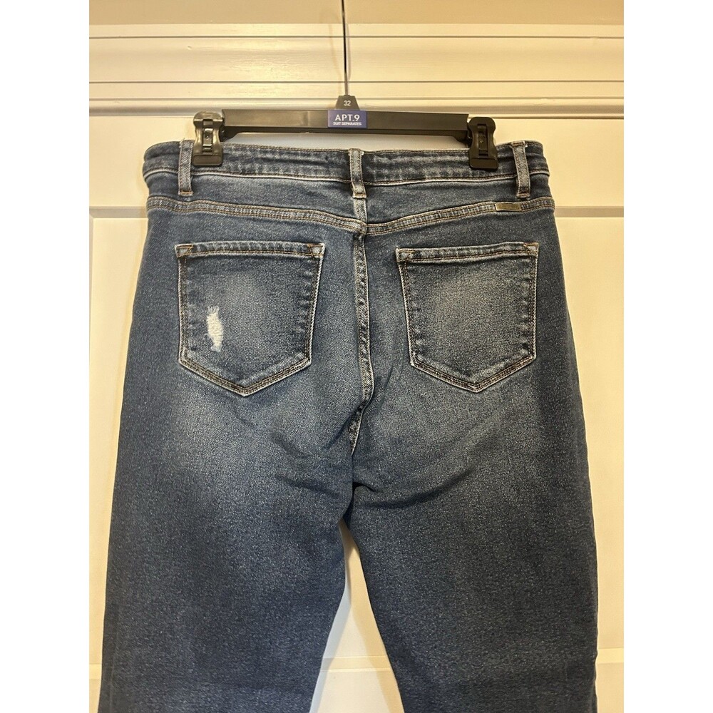 Kancan Women’s Size 13 / 30 Dark Wash Distressed Estilo Jeans High Rise Tapered - Picture 7 of 7